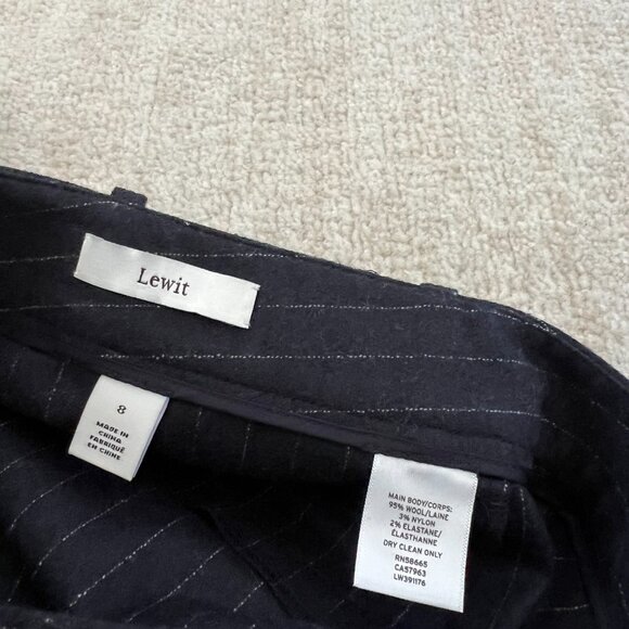 Lewit Wool Pinstripe Crop Blue Trousers Pants 8 - Picture 2 of 8